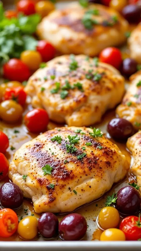 This dish brings a burst of Mediterranean flavors to your dinner table. Juicy chicken thighs are roasted alongside sweet cherry tomatoes and briny olives, making every bite delightful. Check out this tasty recipe for Mediterranean Chicken Thighs with Olives and Cherry Tomatoes!