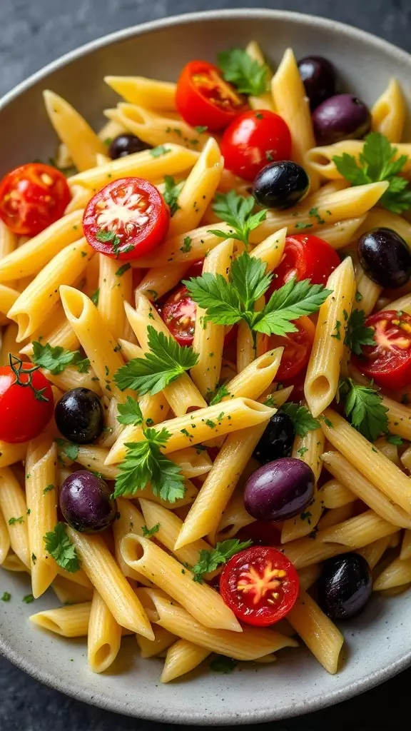 Looking for a bright and tasty meal? This Mediterranean Veggie Pasta is packed with fresh ingredients like cherry tomatoes and olives. You can find the full recipe here for a quick and delightful dinner!