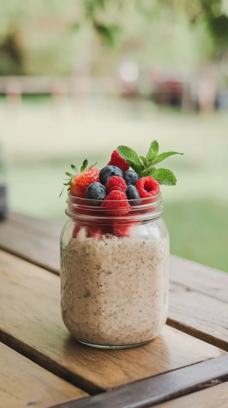 Overnight oats are a quick and tasty breakfast option. Just mix rolled oats with your favorite milk and let them soak overnight. In the morning, top with fresh berries for a nutritious start to your day!