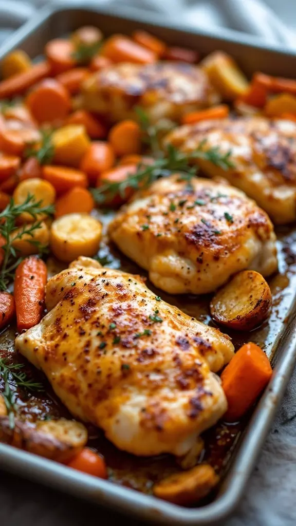 This dish is a winner for busy weeknights. Juicy chicken thighs are seasoned with paprika and roasted alongside sweet, tender carrots. It's simple, tasty, and requires minimal cleanup, making it a go-to for quick dinners!