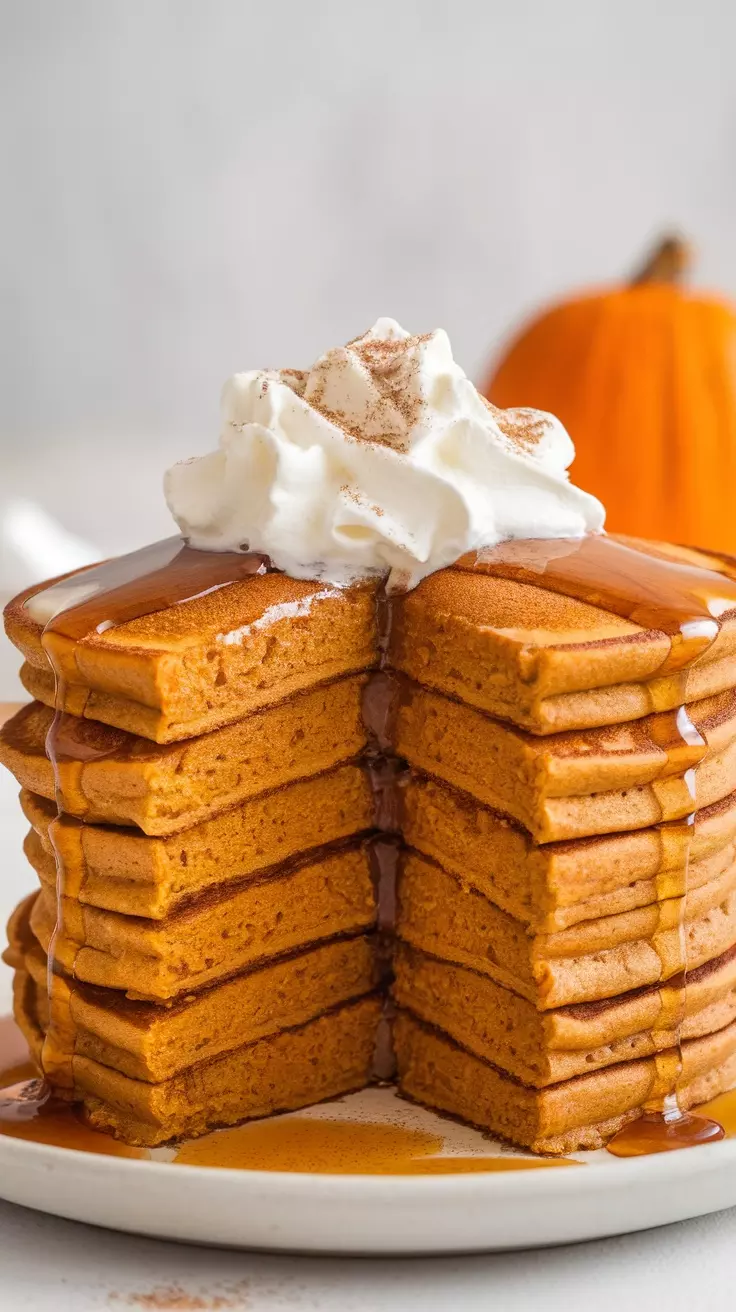 Start your morning with these yummy pumpkin spice sheet pan pancakes. They are super easy to make and perfect for feeding a crowd. Check out the full recipe for these delightful pancakes here!