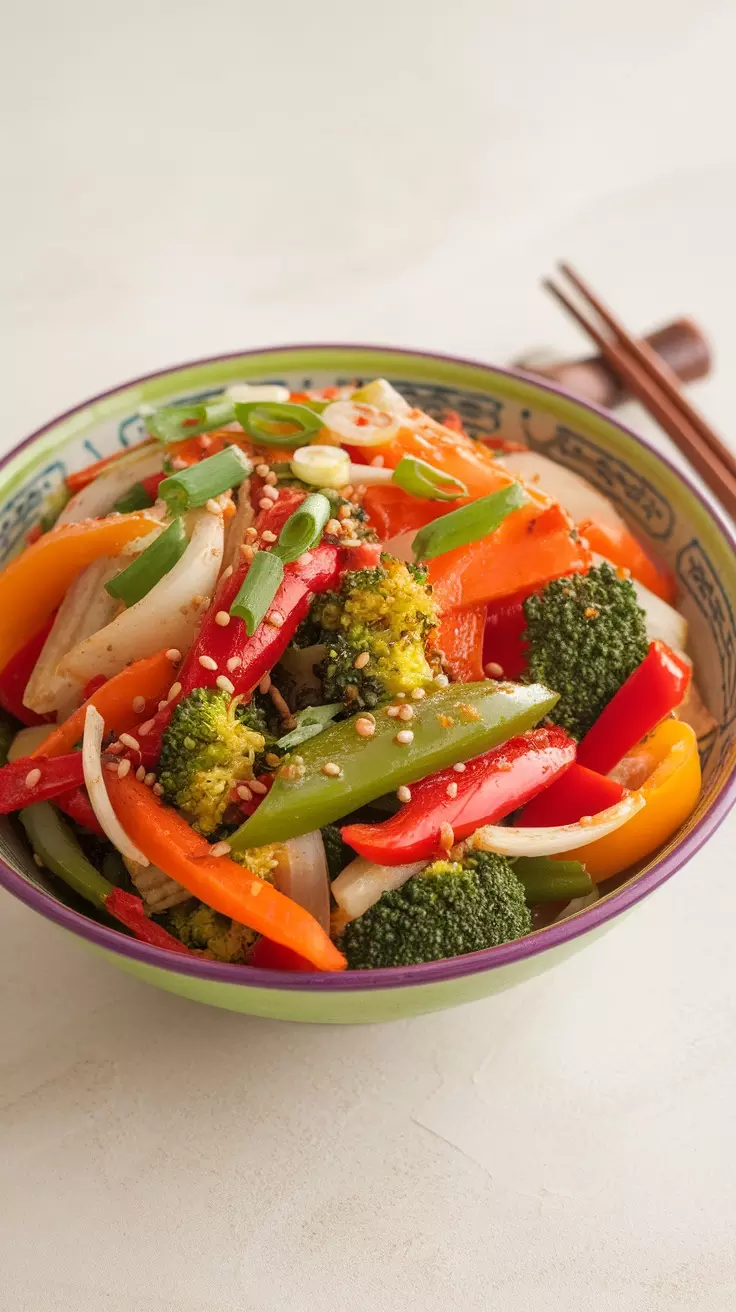 Quick Veggie Stir-Fry is a delightful dish that bursts with vibrant colors and fresh flavors. It's a fantastic way to pack a variety of vegetables into a single meal, making it both nutritious and satisfying. The combination of bell peppers, broccoli, and onions creates a crunchy texture that pairs perfectly with a light soy sauce and sesame oil dressing.