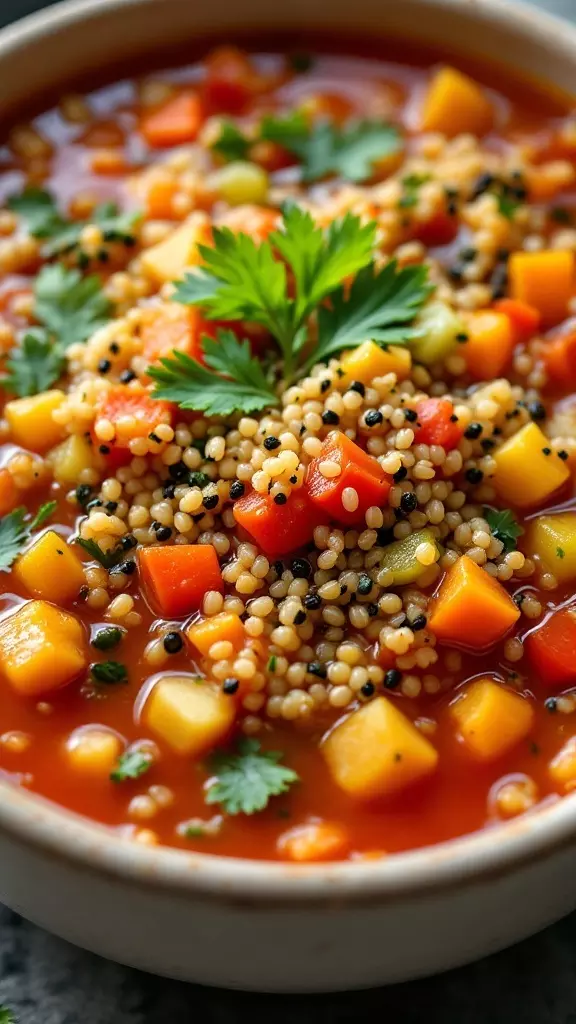 This tasty quinoa vegetable soup is a warm bowl of goodness. Packed with colorful veggies and hearty quinoa, it’s perfect for any day of the week. Check out the recipe here to get started on this easy and healthy dish!