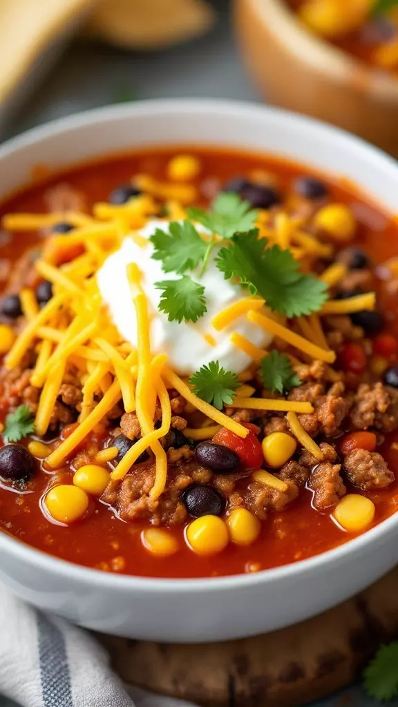 This Slow Cooker Taco Soup is a must-try for taco lovers! It’s packed with ground beef, black beans, corn, and a mix of spices that will warm you up on chilly nights. Check out the full recipe here for a delicious meal that’s easy to make!