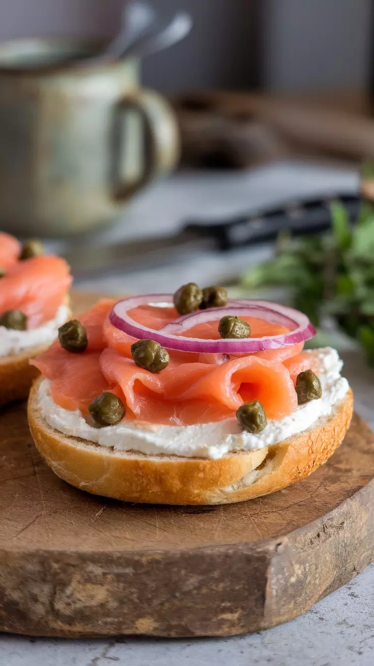 This smoked salmon and cream cheese bagel is a delightful way to start your day. With the rich, creamy texture of cream cheese paired with the savory, smoky flavor of salmon, it’s both satisfying and nutritious. Plus, it’s super easy to whip up—perfect for busy mornings or a leisurely brunch.