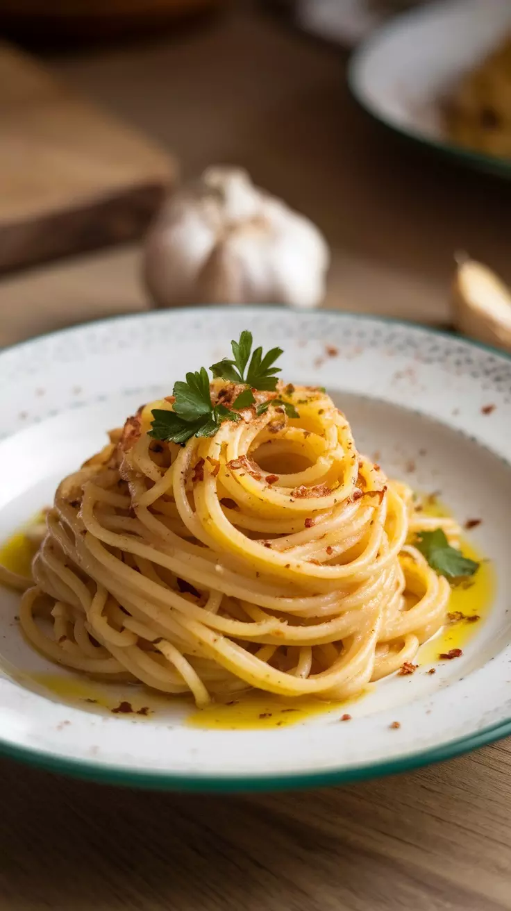 Spaghetti Aglio e Olio is a classic Italian dish that is both simple and satisfying. With just a few ingredients—spaghetti, garlic, olive oil, and red pepper flakes—it delivers a punch of flavor that is hard to resist. This dish captures the essence of Italian cooking, emphasizing the importance of quality ingredients and straightforward preparation.