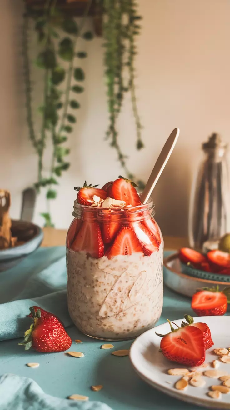 If you're looking for a delicious and easy breakfast, try these Strawberry Almond Overnight Oats. Just mix oats, almond milk, and your favorite sweetener, then top it with fresh strawberries and almonds. Check out this simple recipe for a quick meal that’s both tasty and satisfying!