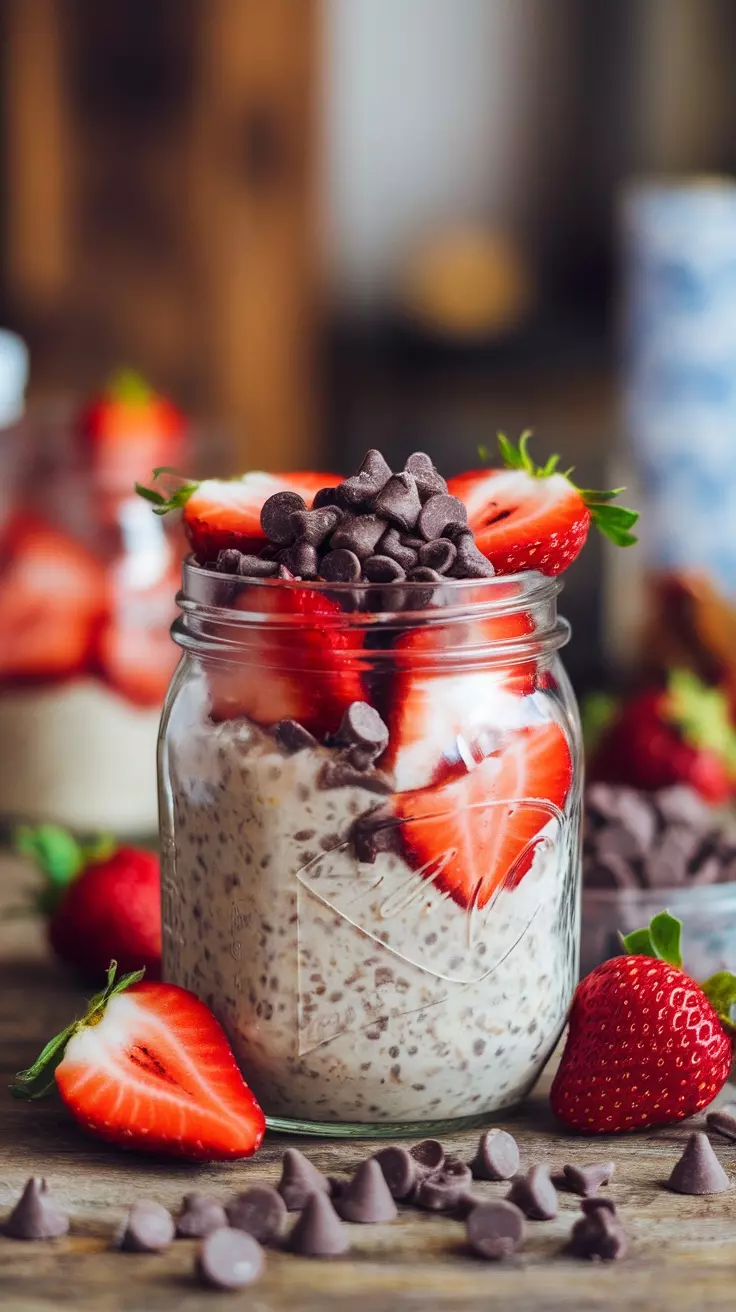 Start your day with a tasty twist on breakfast! These strawberry chocolate overnight oats are creamy, sweet, and super easy to make. Check out this delicious recipe to enjoy a delightful mix of fresh strawberries and rich chocolate chips in every bite.