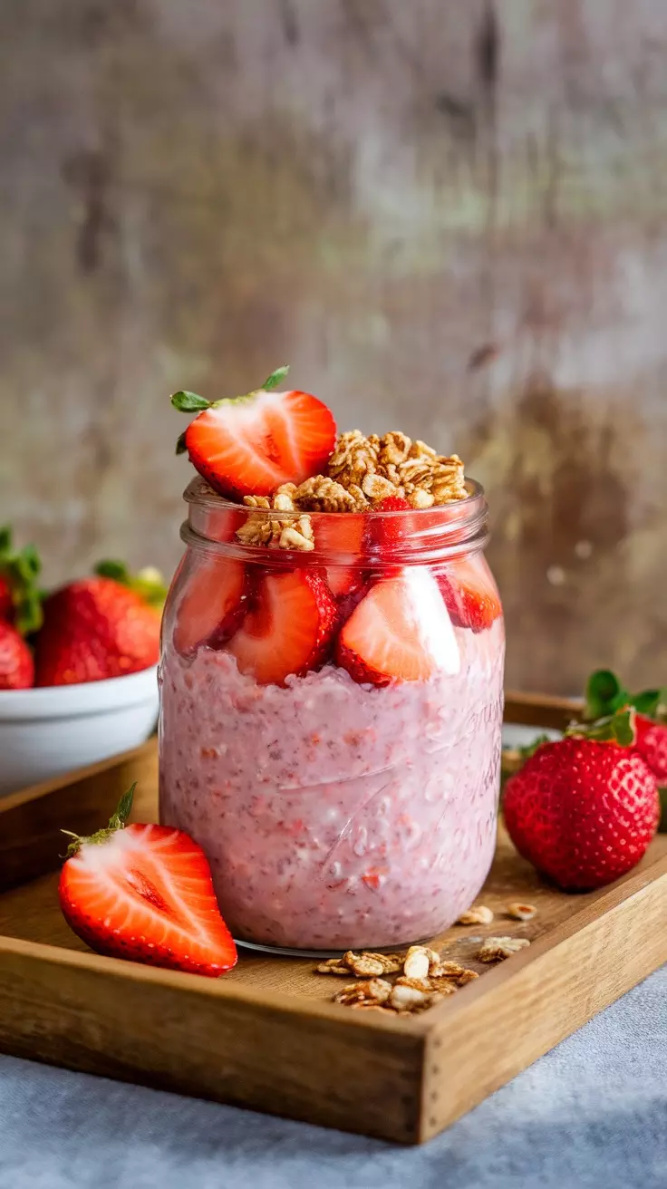 Strawberry overnight oats are a tasty way to start your day. Just mix oats with yogurt, milk, and fresh strawberries for a sweet and creamy treat. Check out this awesome strawberry overnight oats recipe and enjoy a healthy breakfast!