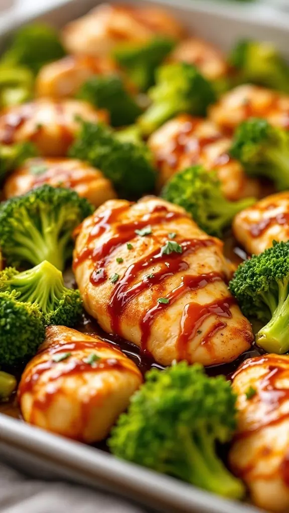 Teriyaki chicken and broccoli make a quick weeknight meal that everyone will love. Juicy chicken pieces drizzled with sweet teriyaki sauce pair perfectly with tender, vibrant broccoli. Toss it all on a sheet pan, bake, and dinner is ready in no time!