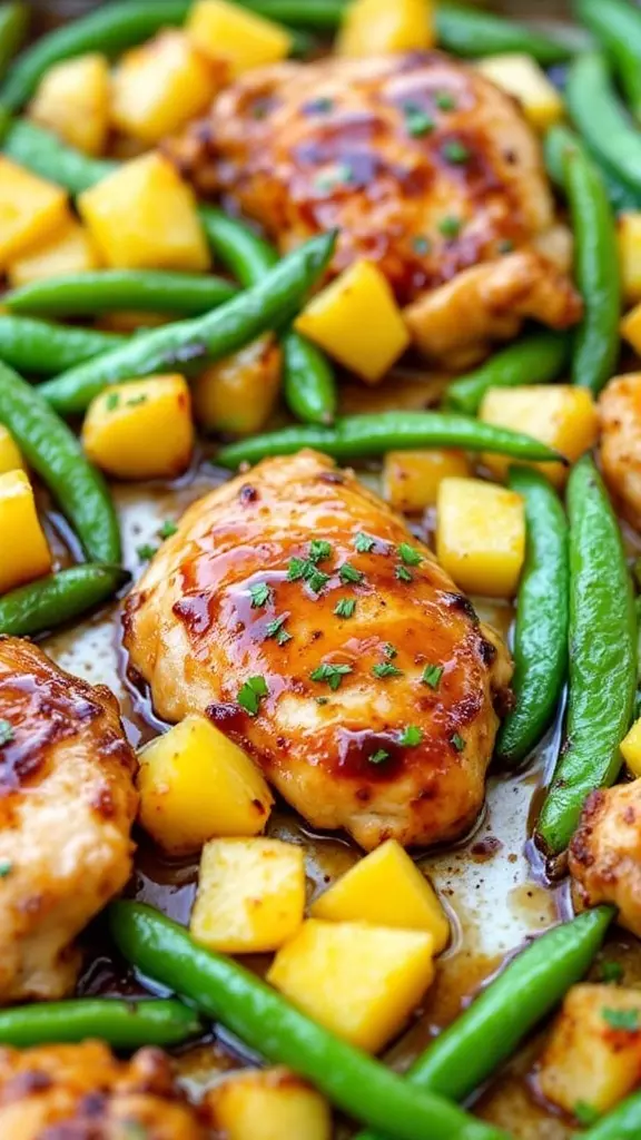 This sheet pan dinner is a breeze to whip up. The teriyaki chicken pairs perfectly with sweet pineapple and crunchy snap peas. For a tasty recipe, check out this amazing dish that everyone will love!