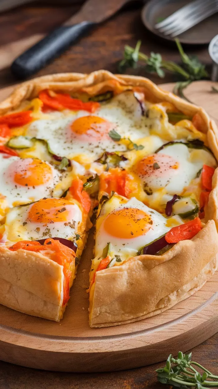 This Tortilla Egg Quiche is a fantastic way to start your day. Packed with veggies and topped with delicious eggs, it's both healthy and tasty. You can find the full recipe here for a quick and easy breakfast idea!