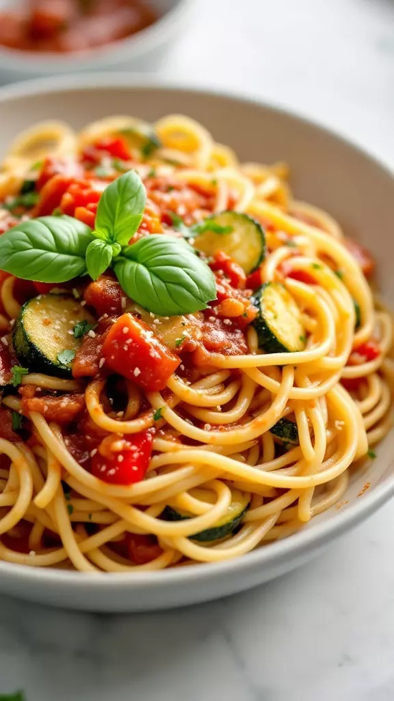 Veggie spaghetti is a simple and tasty dish that's perfect for any day. You can load it up with your favorite vegetables, like zucchini and bell peppers, for a colorful plate. Check out this fantastic veggie spaghetti recipe to get started!