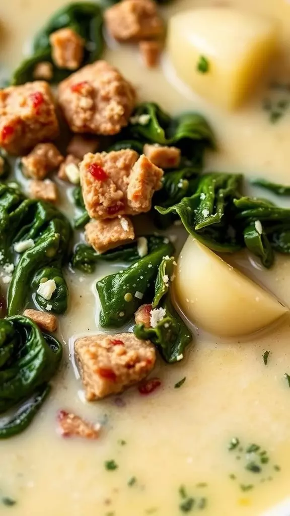 Zuppa Toscana is a cozy bowl of comfort perfect for chilly days. This hearty soup features tender potatoes, fresh spinach, and flavorful sausage. You can find the full recipe here to warm up your kitchen!