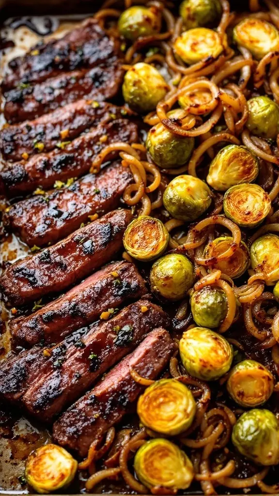 Balsamic glazed steak paired with roasted Brussels sprouts makes for a simple yet satisfying meal. The rich flavors of the steak blend perfectly with the slight bitterness of the sprouts, creating a delicious balance. This dish is not just easy to prepare, but it's also a hit with the whole family!