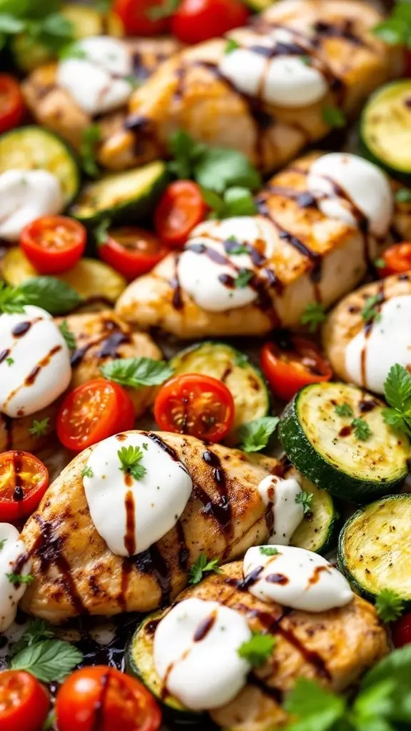 This Caprese chicken is a total winner for your midweek meal plan. Juicy chicken breasts are paired with vibrant zucchini and sweet cherry tomatoes, all drizzled with a balsamic glaze. It’s simple, fresh, and perfect for busy nights!