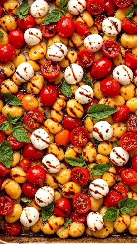 This Caprese Gnocchi Sheet Pan Meal is a quick and tasty option for busy weeknights. Roasted gnocchi, cherry tomatoes, and creamy mozzarella come together with fresh basil for a delightful dish. Just toss everything on a sheet pan, and dinner is ready in no time!