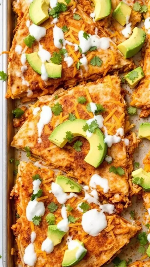 These chipotle chicken and avocado quesadillas are a tasty twist on a classic favorite. Packed with shredded chicken, creamy avocado, and a kick of chipotle, they are sure to please everyone at the table. Serve them with a drizzle of sour cream for an extra layer of flavor!

