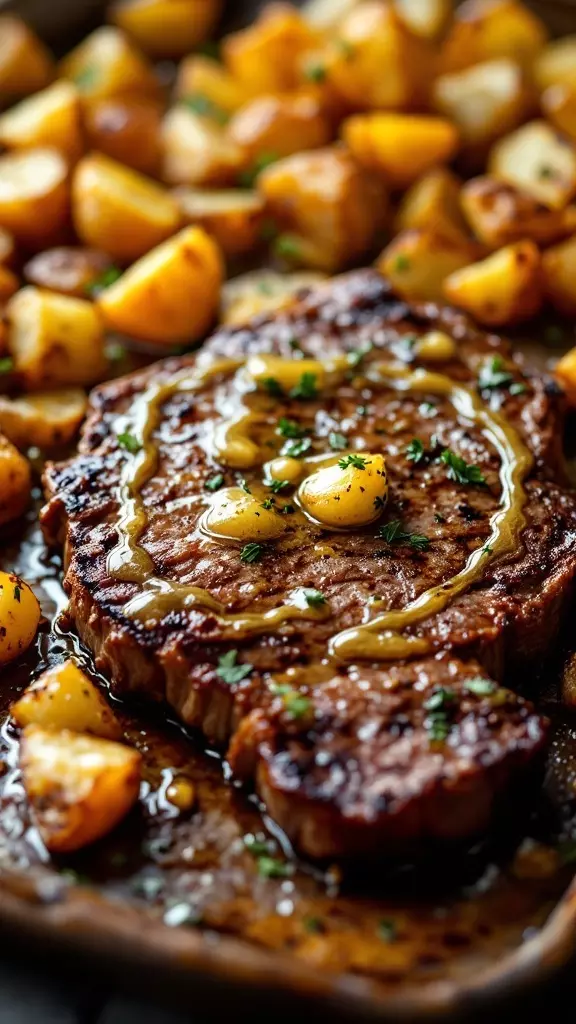 This garlic butter steak and potatoes recipe brings comfort food to the dinner table in a snap. The juicy steak pairs perfectly with crispy roasted potatoes, creating a meal that everyone will love. It’s quick, easy, and packed with flavor—ideal for busy family nights!