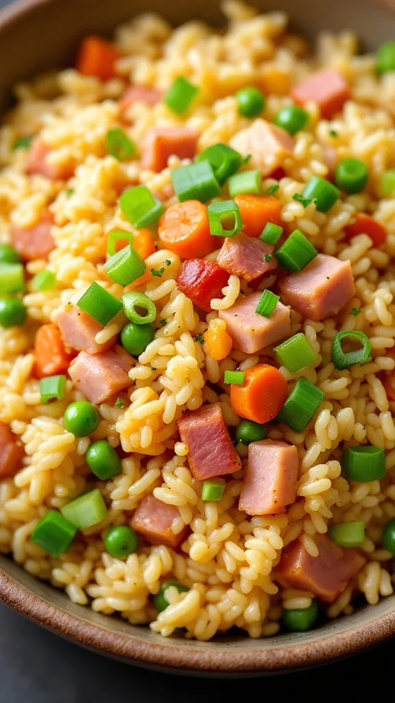 Got leftover ham? Turn it into a fast and flavorful Ham Fried Rice! This one-pan dish is loaded with savory ham, fluffy rice, crispy veggies, and a perfect blend of seasonings. It’s ready in 20 minutes, making it a perfect weeknight meal or meal prep option.