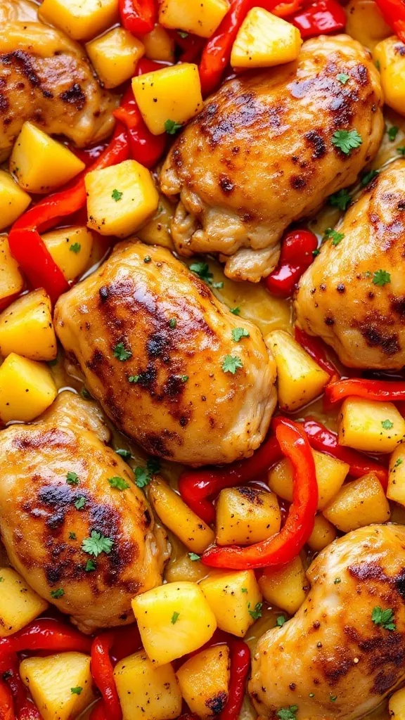 This Hawaiian Chicken Sheet Pan dish is a fun twist on dinner. The sweet pineapple and colorful bell peppers make it a hit with the family. Toss everything on a sheet pan, pop it in the oven, and enjoy a hassle-free meal!
