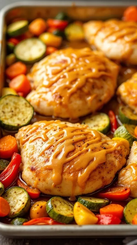 Honey mustard chicken with roasted veggies is a quick and tasty dinner option. The sweet and tangy sauce pairs perfectly with tender chicken and colorful veggies. It's a dish that brings comfort and flavor without any fuss!