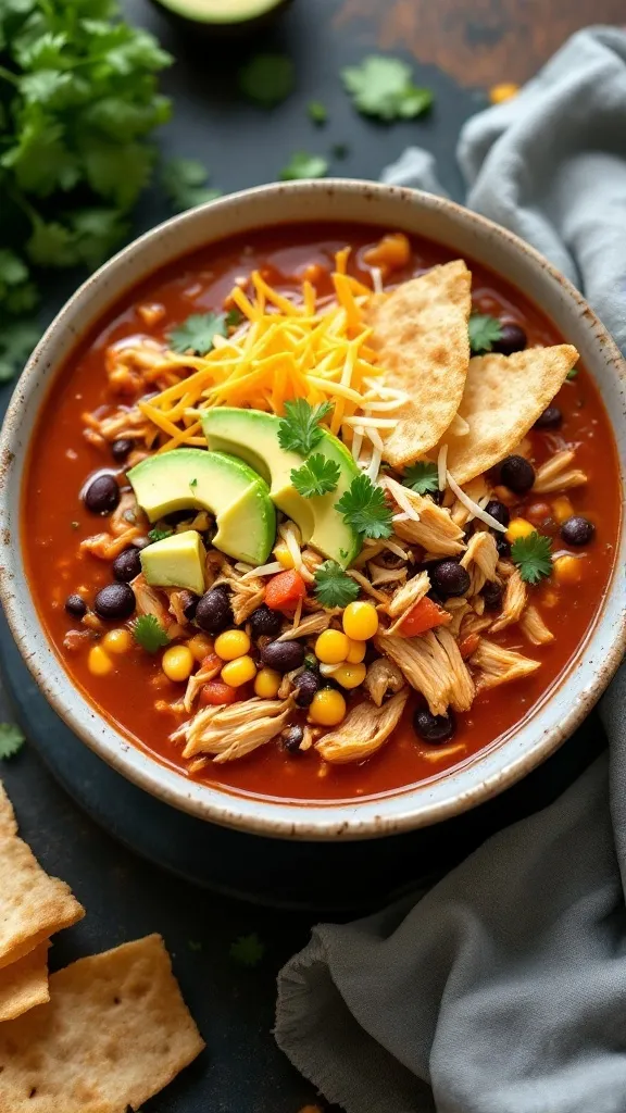 If you’re looking for a warm, comforting, and ridiculously easy meal, this Slow Cooker Chicken Tortilla Soup is it! Packed with tender chicken, beans, corn, and a bold, zesty broth, this soup is perfect for busy nights. Just dump everything in the slow cooker, let it work its magic, and finish it off with crunchy tortilla strips and your favorite toppings!