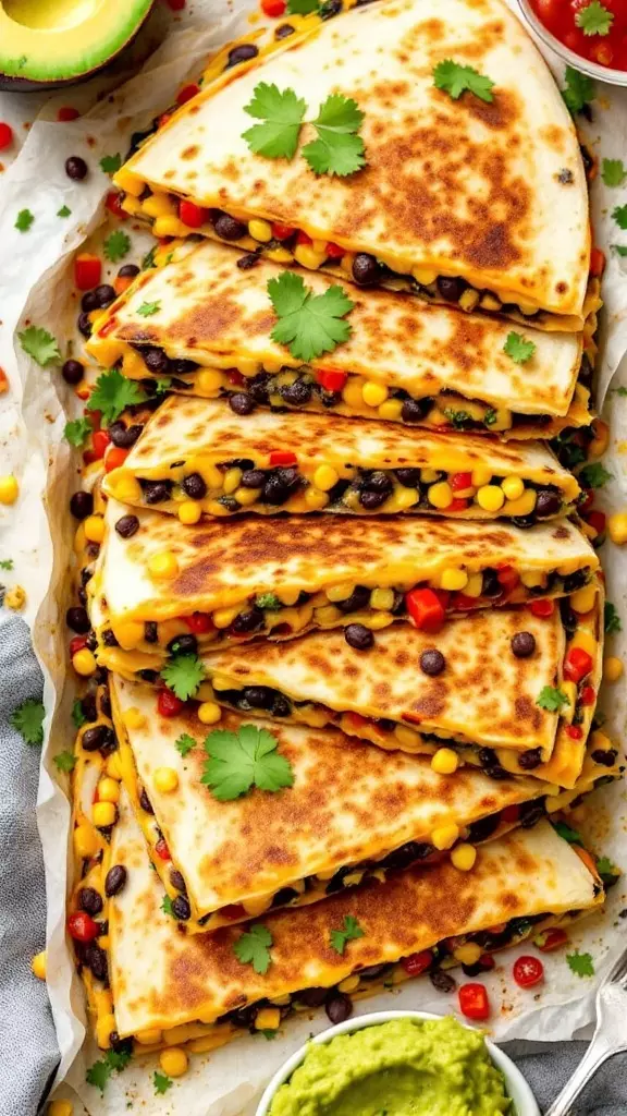 These Southwest Black Bean & Corn Quesadillas are a fun and easy dinner option. Packed with black beans, corn, and colorful peppers, they offer a tasty twist to a classic dish. Serve them with some guacamole on the side for a delightful meal everyone will enjoy!

