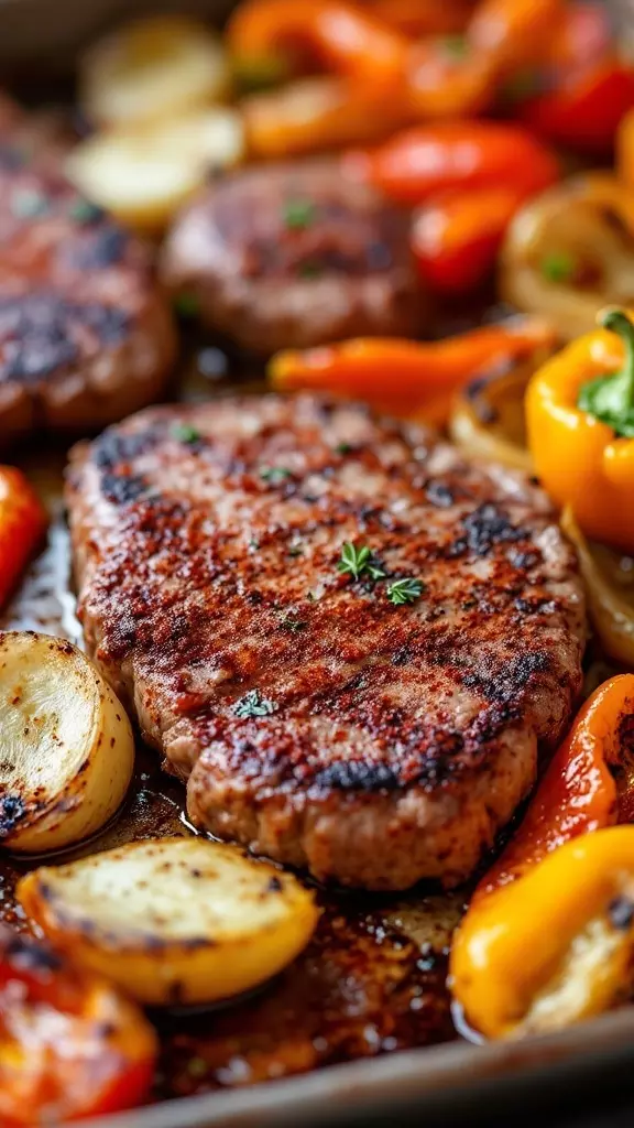 Get ready for a flavor-packed dinner with spicy chipotle steak and colorful bell peppers. This sheet pan meal is easy to make and perfect for busy nights. Just toss everything on a pan, roast it, and enjoy a delicious meal with the family!