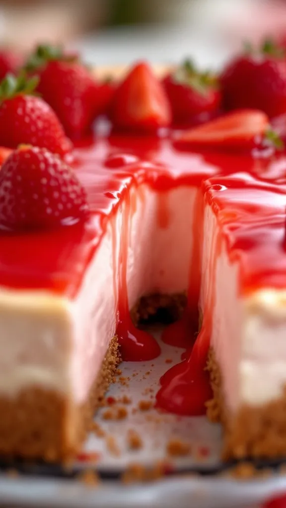 If you love rich, creamy cheesecake and sweet, juicy strawberries, this Strawberry Cheesecake is about to be your new favorite dessert! With a buttery graham cracker crust, a smooth and velvety cheesecake filling, and a fresh strawberry topping, this classic dessert is as beautiful as it is delicious.