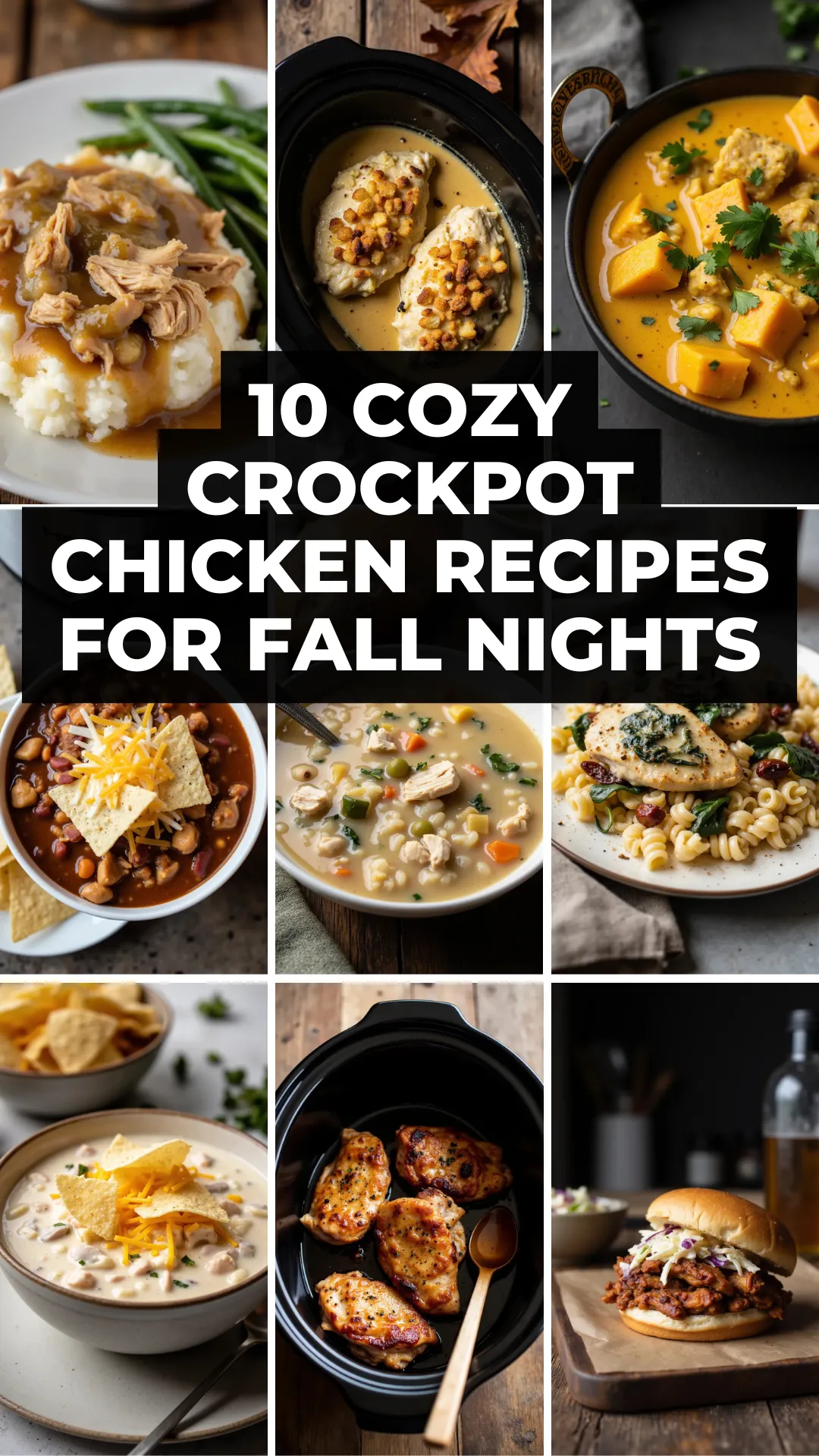 Need cozy dinner ideas? These 10 crockpot chicken recipes are full of comforting flavors and weeknight ease. #slowcookerchicken #crockpotchickenrecipes #familydinnerideas