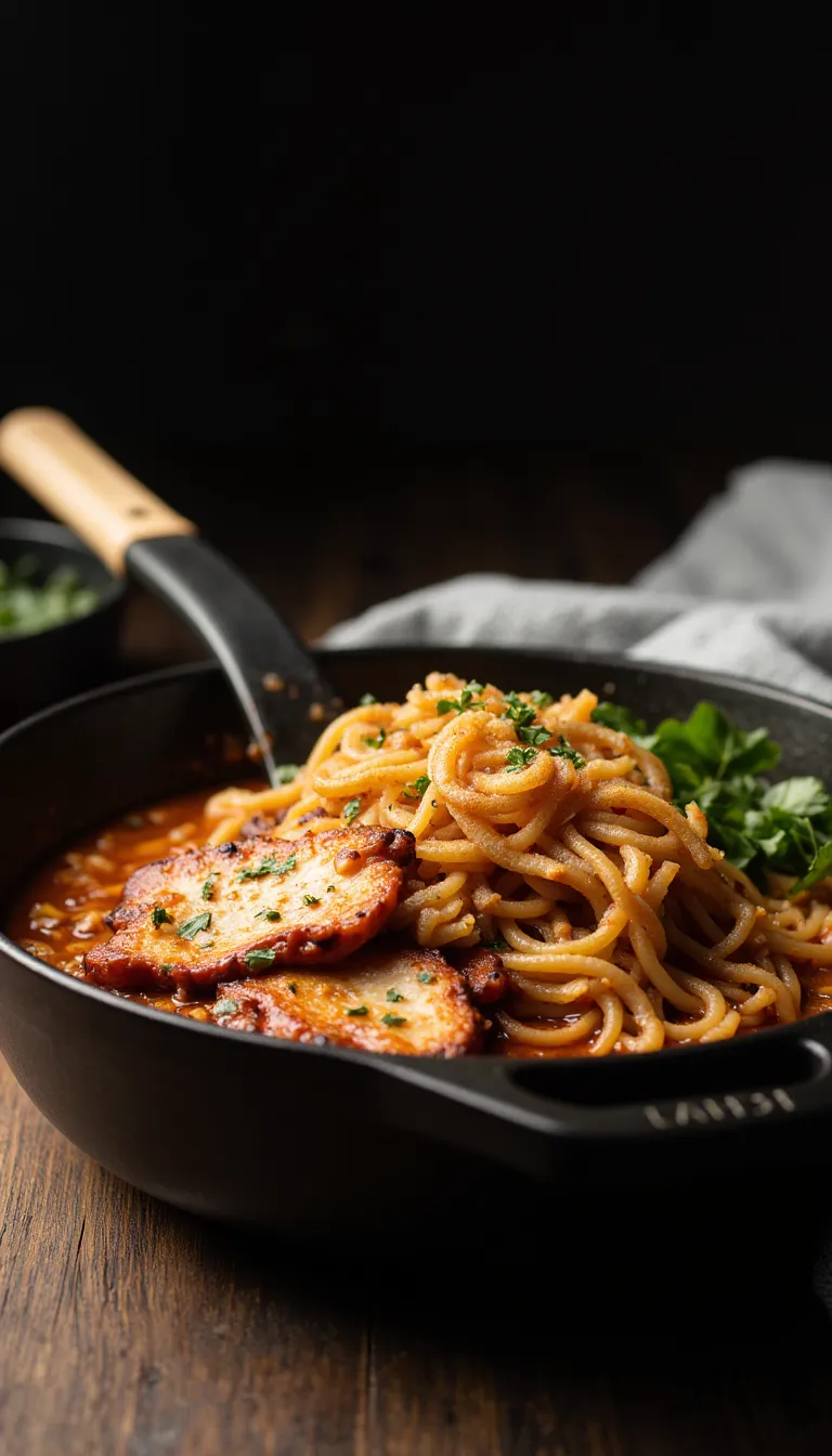 Smoky BBQ chicken ramen skillet: sweet, savory, and ready in minutes—your new family favorite awaits! #bbqrecipes #ramenfusion #quickmeals