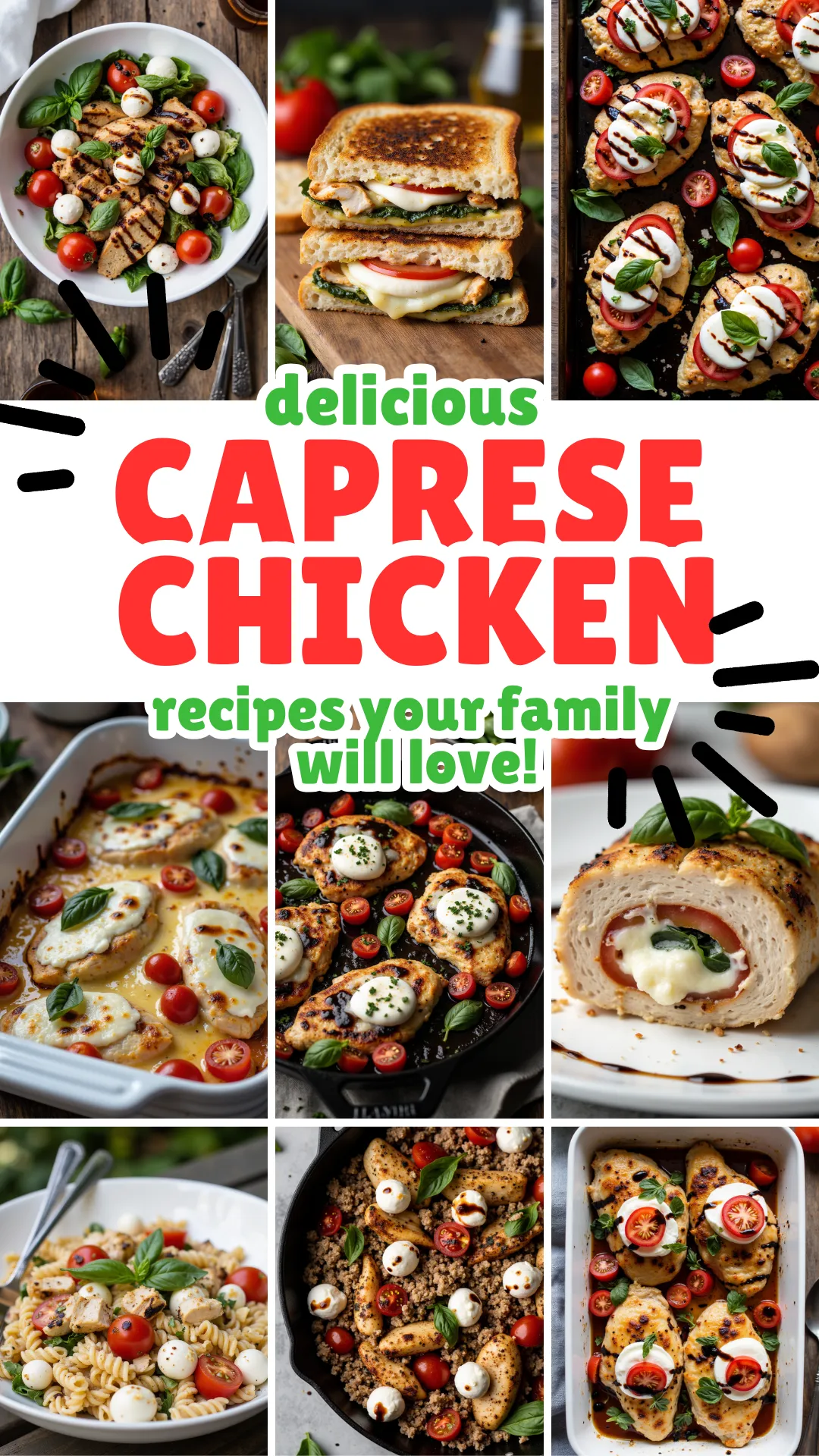 Juicy chicken, basil, tomato, and mozzarella come together in 10 irresistible caprese chicken recipes.