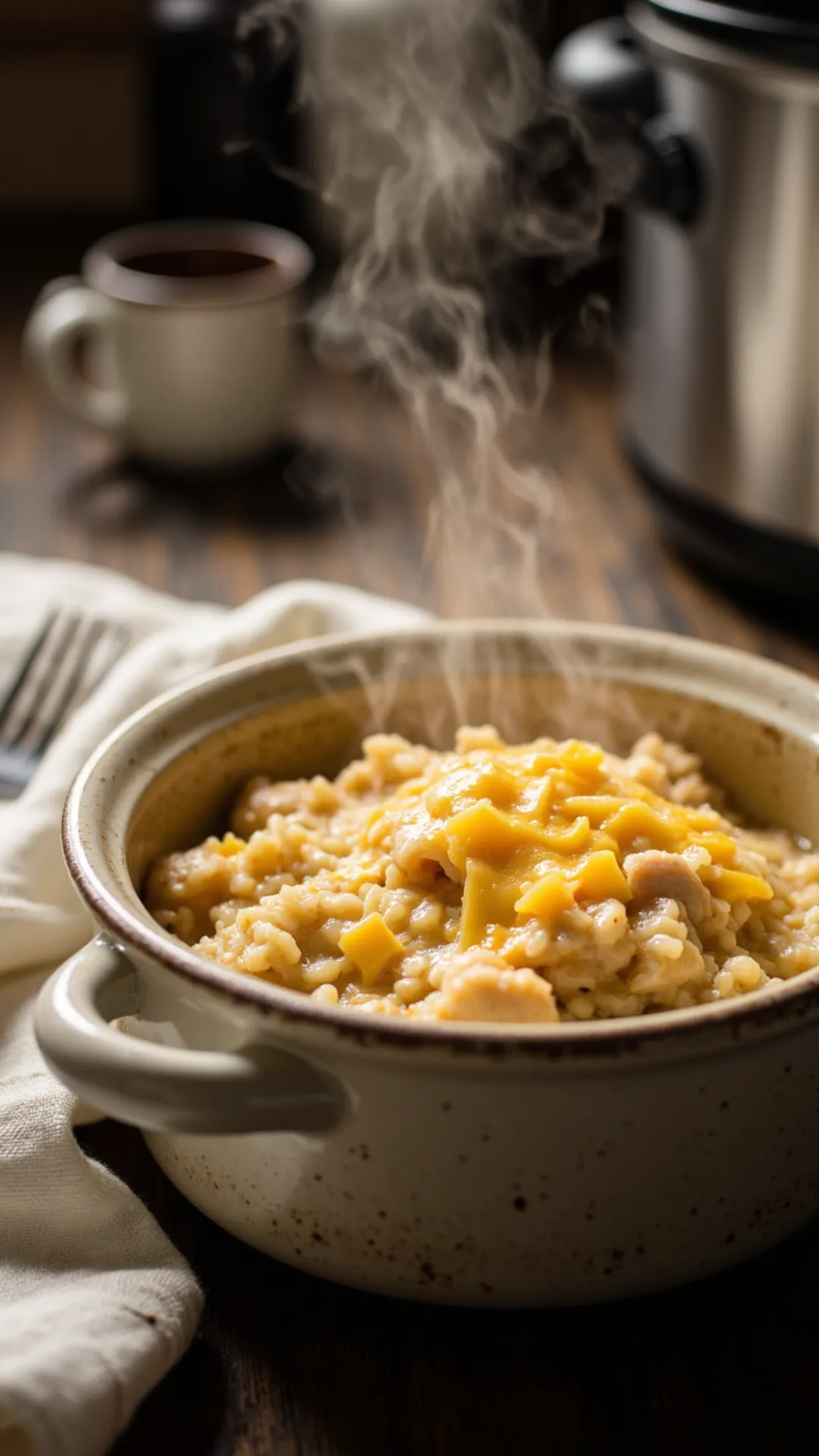 Comfort food made easy! This cheesy crockpot chicken and rice is a creamy, kid-approved hit.
