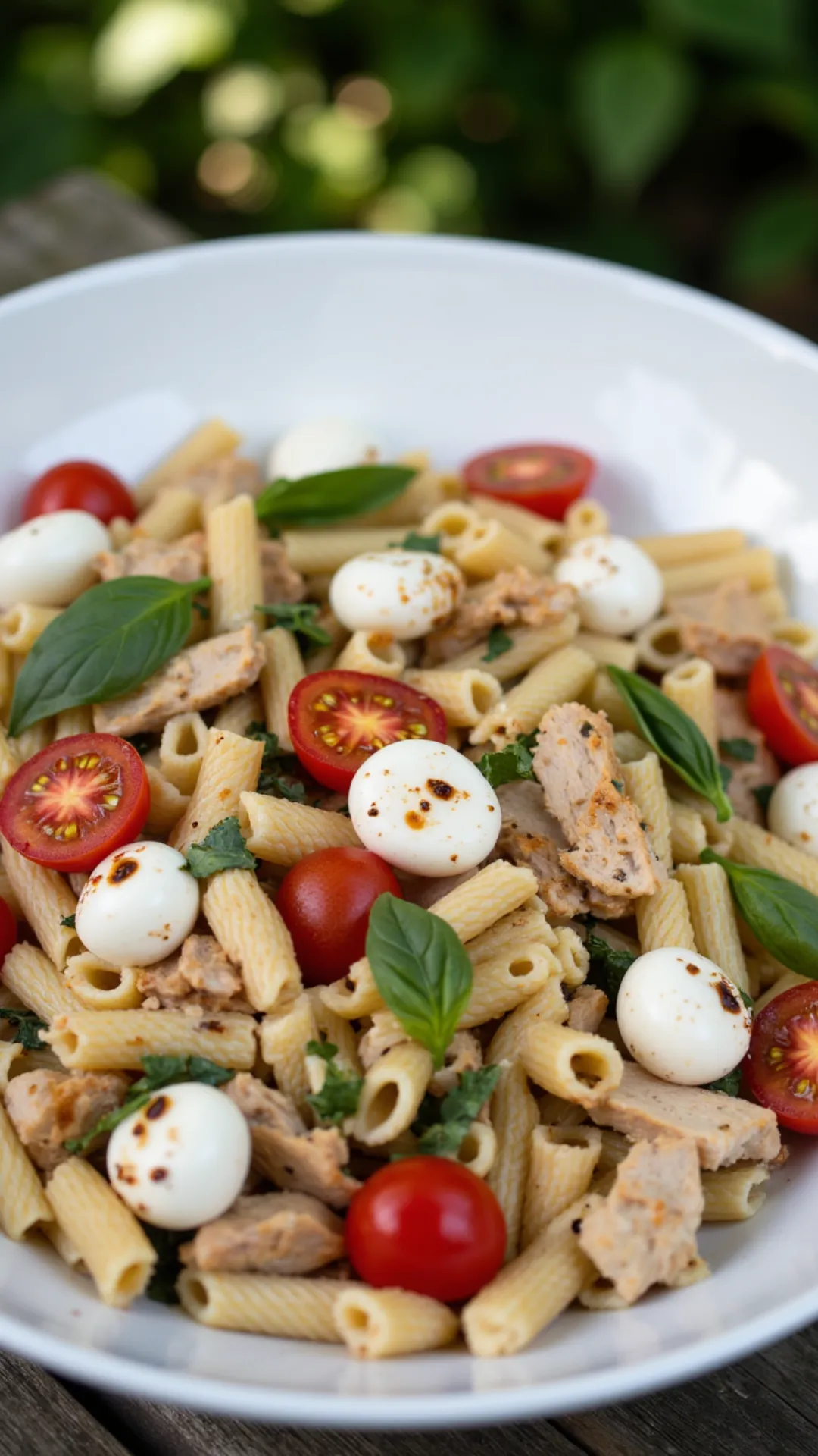 This Chicken Caprese Pasta Salad is fresh, filling, and perfect for BBQs and picnics.