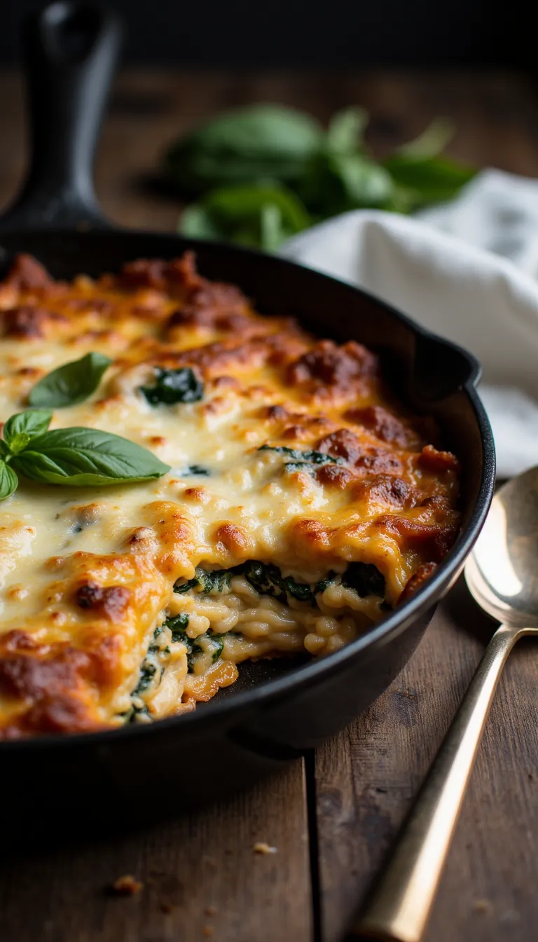 Creamy, cheesy, and bursting with sun-dried tomatoes—this Marry Me Chicken Lasagna Skillet is a one-pan comfort food masterpiece. #marrymechicken #lasagnarecipe #onepanmeals