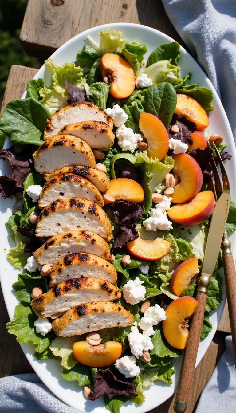 Fresh, juicy, and so pretty—this Apricot Chicken Salad with honey mustard dressing is the perfect patio lunch. #freshrecipes #chickensalad #healthymeals