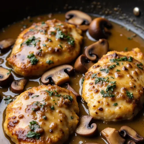 Chicken Marsala is one of those dishes that feels special without being fussy. Pan-seared chicken, buttery mushrooms, and a glossy Marsala wine sauce come together in under an hour, yet it tastes like you went out for dinner. The sauce is savory with a hint of sweetness, and it clings perfectly to tender chicken cutlets.