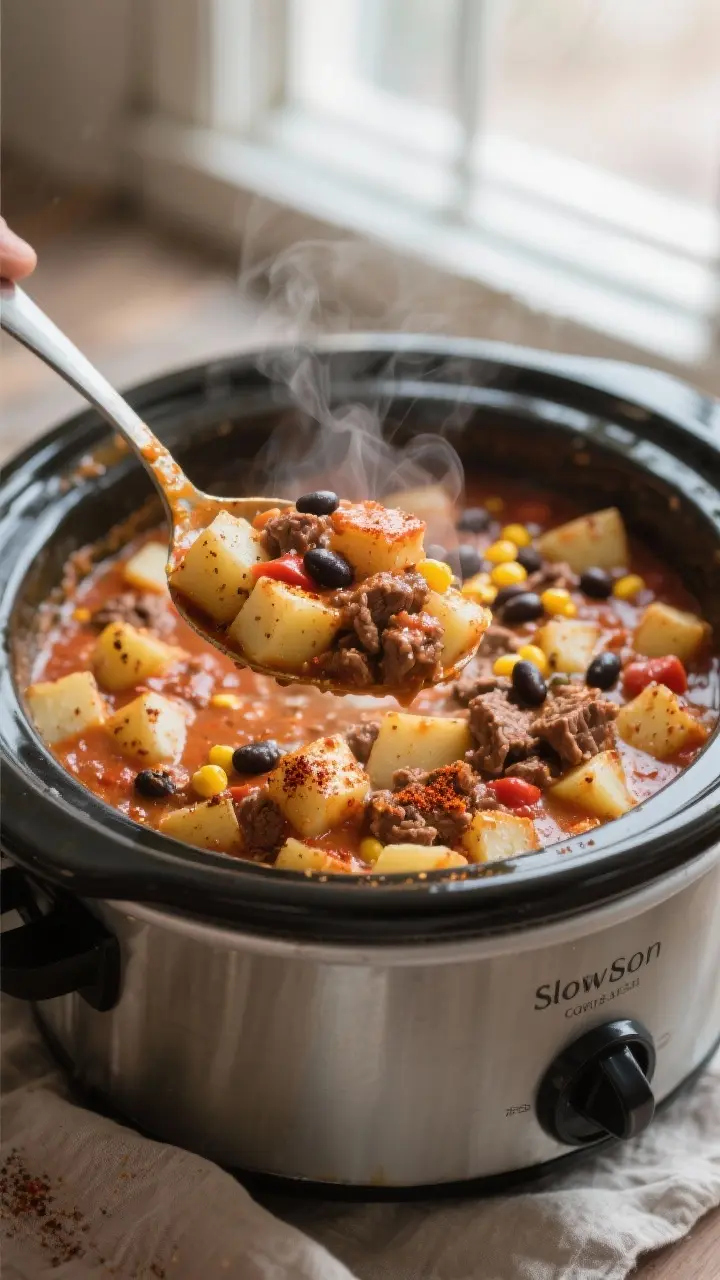 This Slow Cooker Cowboy Casserole is the kind of meal you set up in the morning and come home to with a smile. It’s warm, filling, and tastes like pure comfort—without a sink full of dishes. The “dump and go” method means minimal prep and zero babysitting. You’ll get tender potatoes, savory beef, beans, and corn all mingled in a lightly creamy, tomato-rich sauce. It’s weeknight-friendly, kid-approved, and easy to customize.