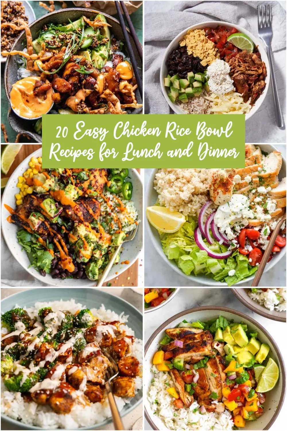 Healthy chicken rice bowls that are filling, flexible, and so easy to make. A must-save collection for lunch and dinner ideas.