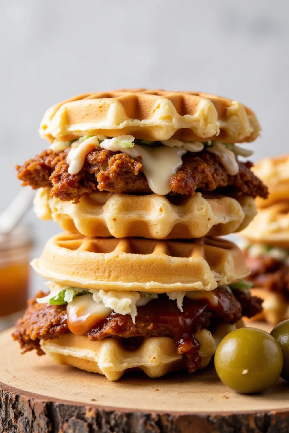 🧇 What To Do With BBQ Chicken? Make these sweet and savory BBQ chicken waffle sandwiches—your family will flip for them!