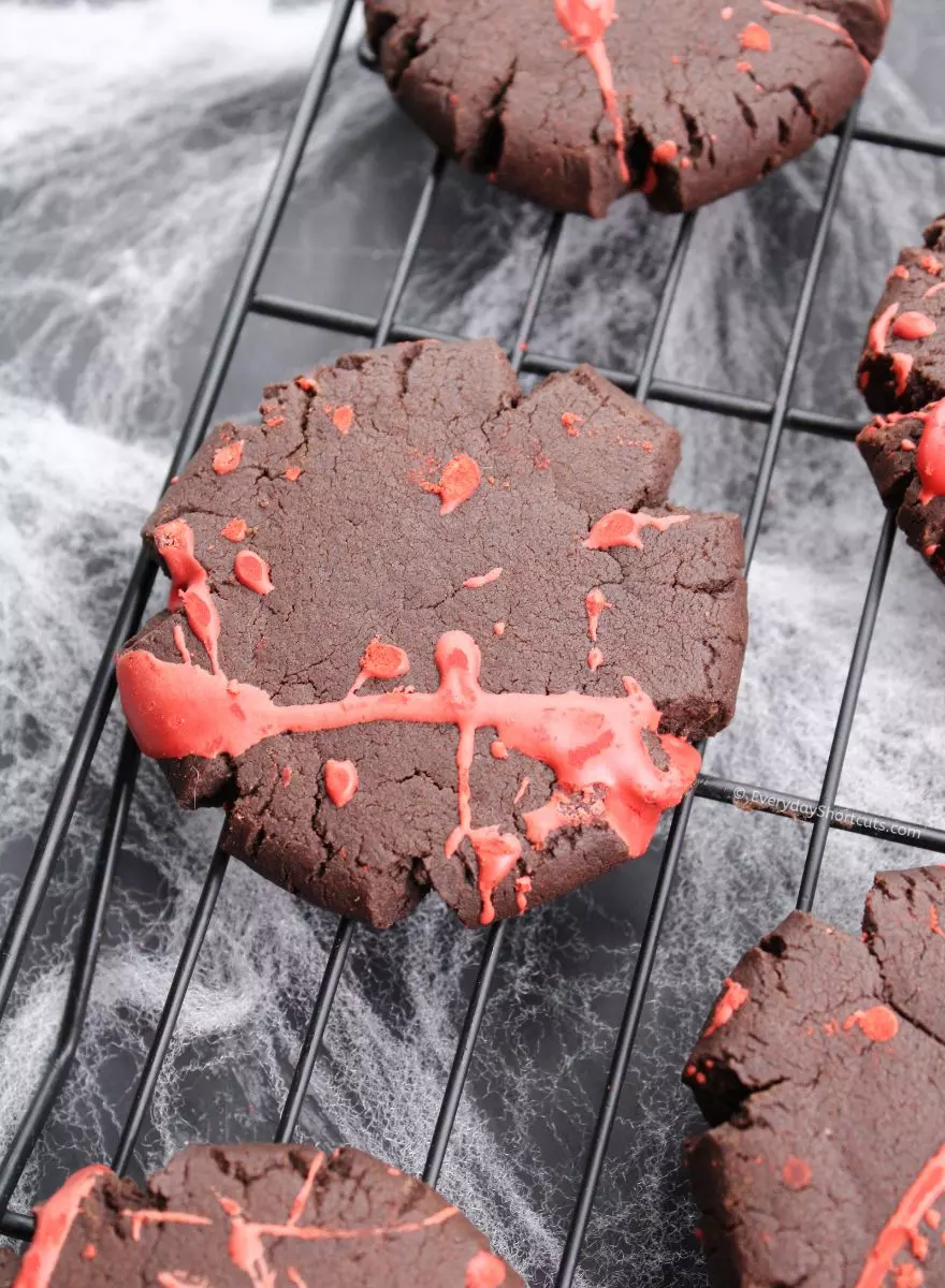 These dramatic dark chocolate cookies get a spooky makeover with a splash of edible red icing “blood.” They're perfect for haunted house parties or older kids who love a little gory fun—easy to make but look straight out of a crime scene!
