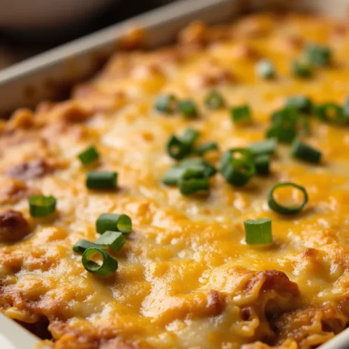 Buffalo Chicken Ramen Bake is the ultimate comfort food mash-up! ? Creamy, cheesy, spicy, and loaded with shredded chicken and springy noodles—this easy dinner is perfect for game day or busy weeknights.