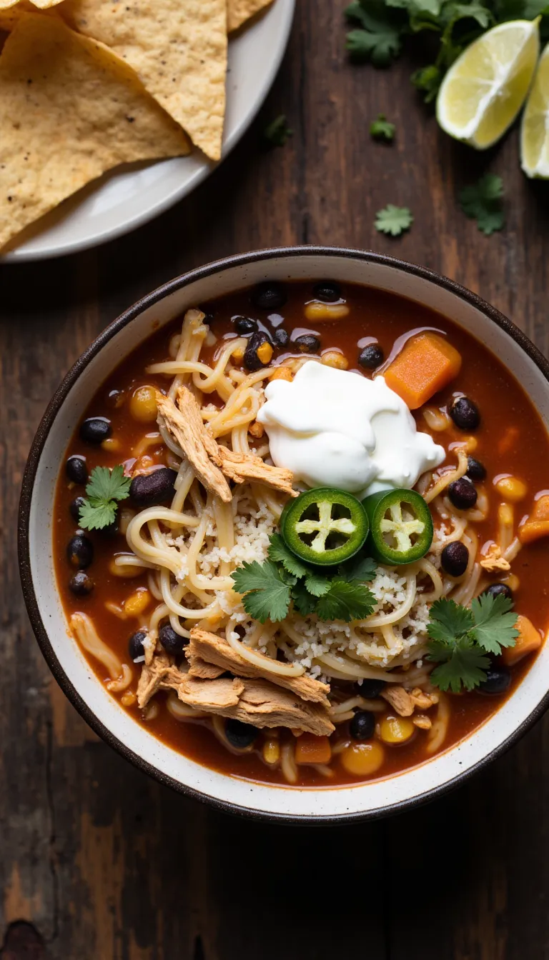 Bold, cheesy, and packed with Tex-Mex flavor—this Chicken Enchilada Noodle Soup is the ultimate cozy dinner. #chickennoodlesoup #enchiladarecipes #comfortfood