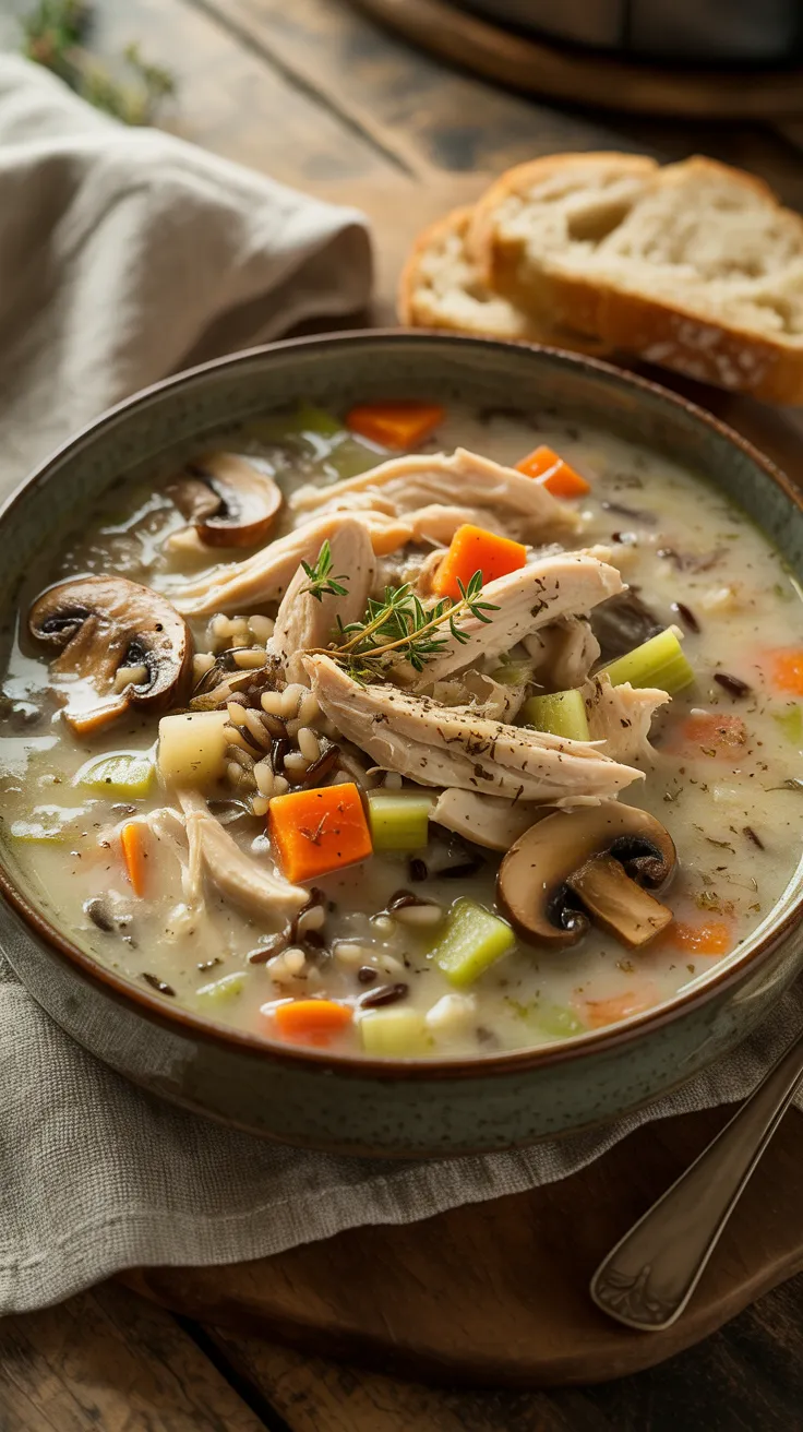 Creamy, hearty, and packed with flavor—this Chicken and Wild Rice Soup is the ultimate cold-weather comfort food. Made with tender shredded chicken, wild rice, and veggies in a rich, velvety broth, it’s perfect for cozy dinners, meal prep, or chilly nights in. #ChickenSoup #WildRiceSoup #ComfortFood #EasyDinner #CozyRecipes