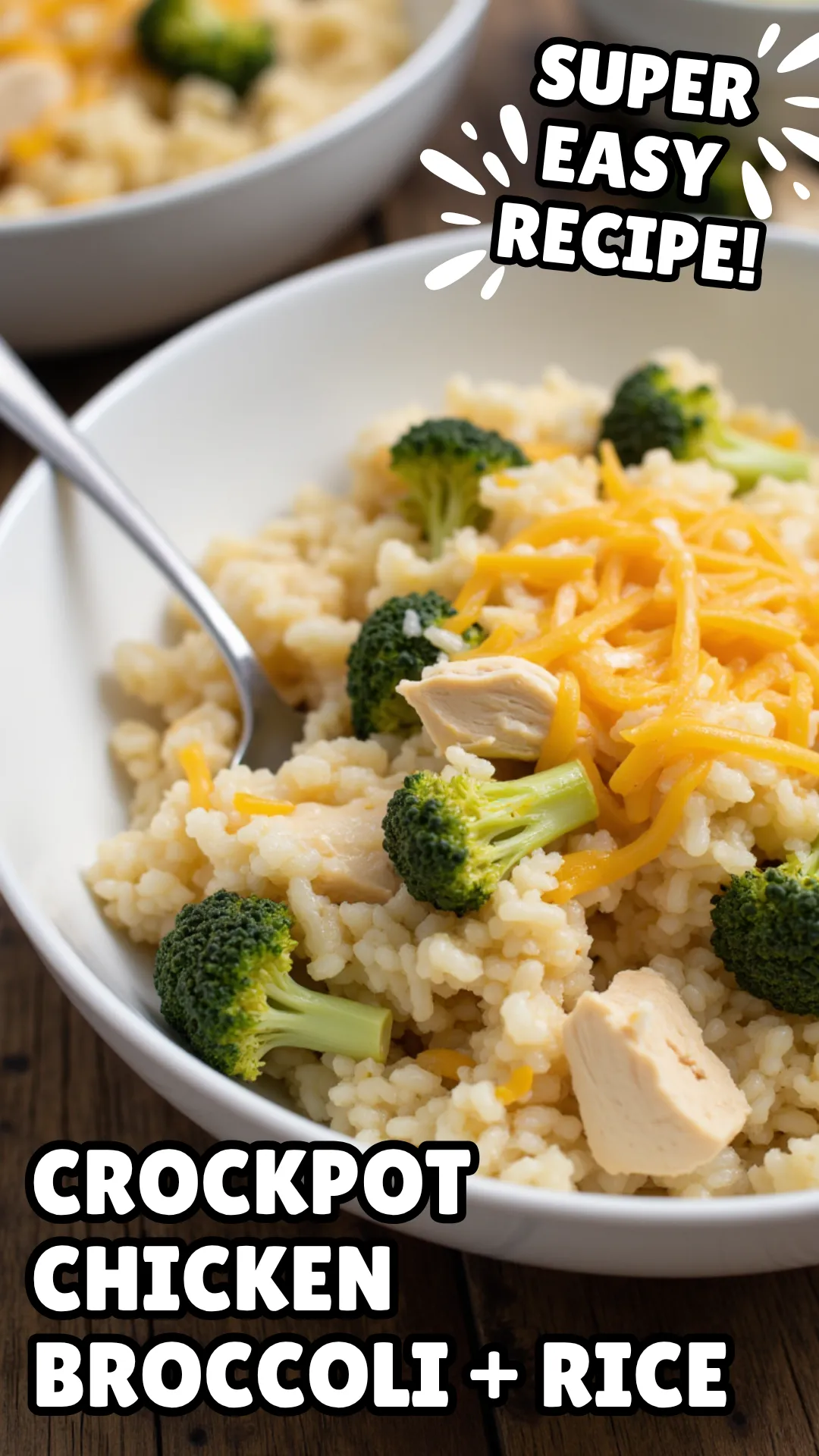 This Crockpot Chicken Broccoli and Rice is a comforting, cheesy one-pot meal that the whole family will love. Tender shredded chicken, soft rice, melty cheddar, and vibrant broccoli come together in a creamy base to make dinner feel like a warm, cozy casserole—without turning on the oven.