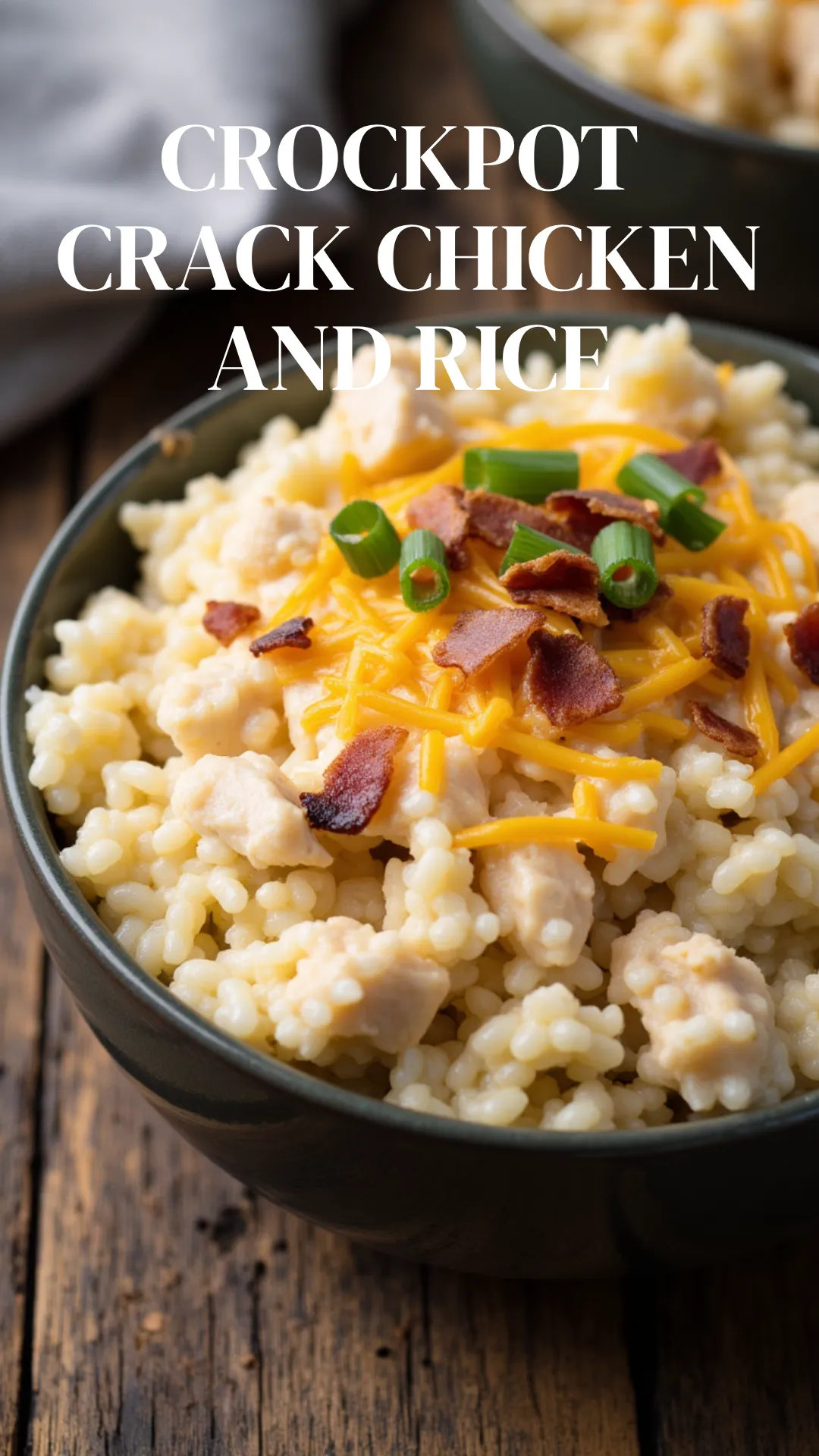 Bacon, ranch, and cheddar come together in this creamy, crowd-pleasing crockpot chicken and rice dinner.