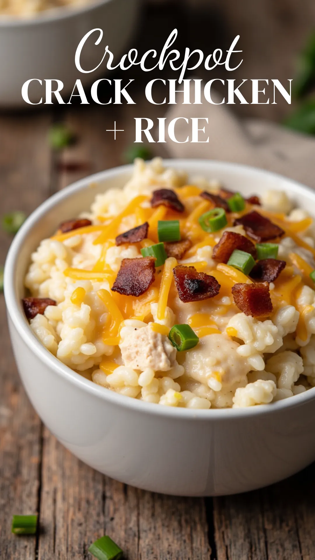 This Crockpot Crack Chicken and Rice is an irresistibly creamy, cheesy, and bacon-loaded comfort dish made effortlessly in your slow cooker! With ranch seasoning, tender shredded chicken, and melty cheddar, this easy recipe is packed with flavor and perfect for busy weeknights or family dinners.