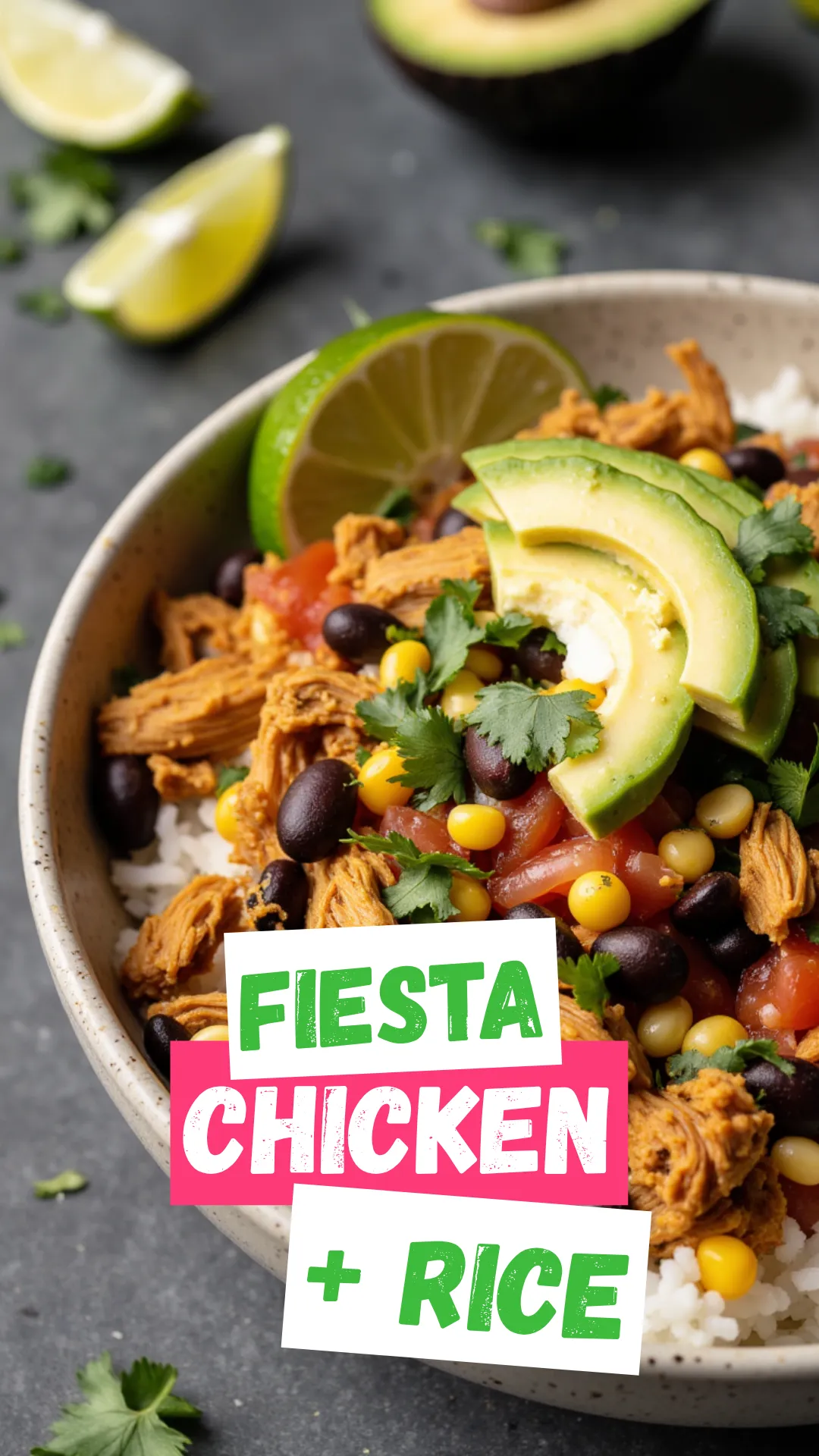 This Crockpot Fiesta Chicken and Rice is a flavor-packed Tex-Mex favorite made effortlessly in the slow cooker. Loaded with shredded chicken, tender rice, black beans, corn, and salsa, all seasoned with taco spices, it’s a colorful, satisfying dinner that’s perfect for busy weeknights or make-ahead lunches.