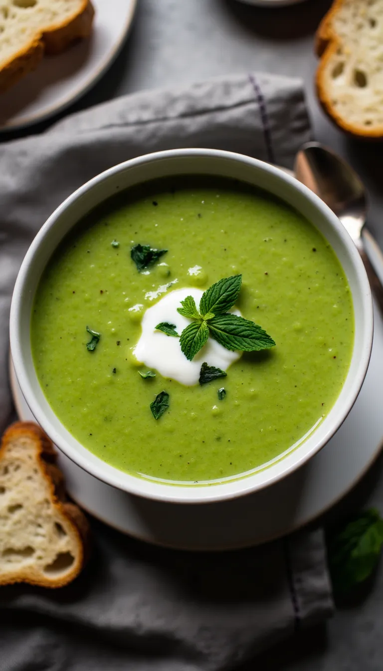 Fresh and light, this green pea crockpot soup is lovely chilled and makes a great summer lunch. #crockpotsoup #lightmeals